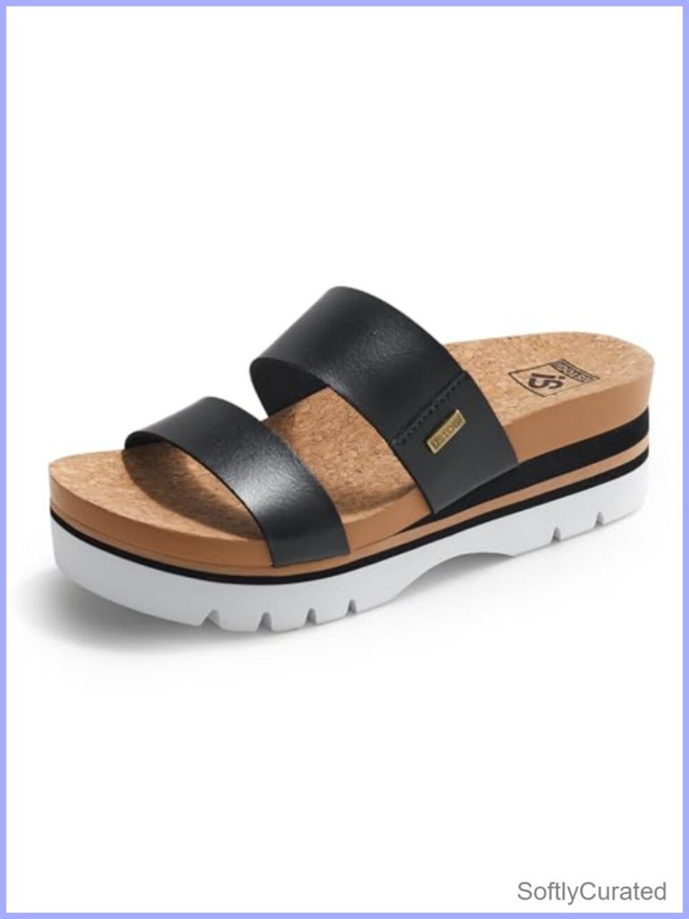 Women's Platform Slide Sandals Cork Footbed Arch Support Slip On Open Toe